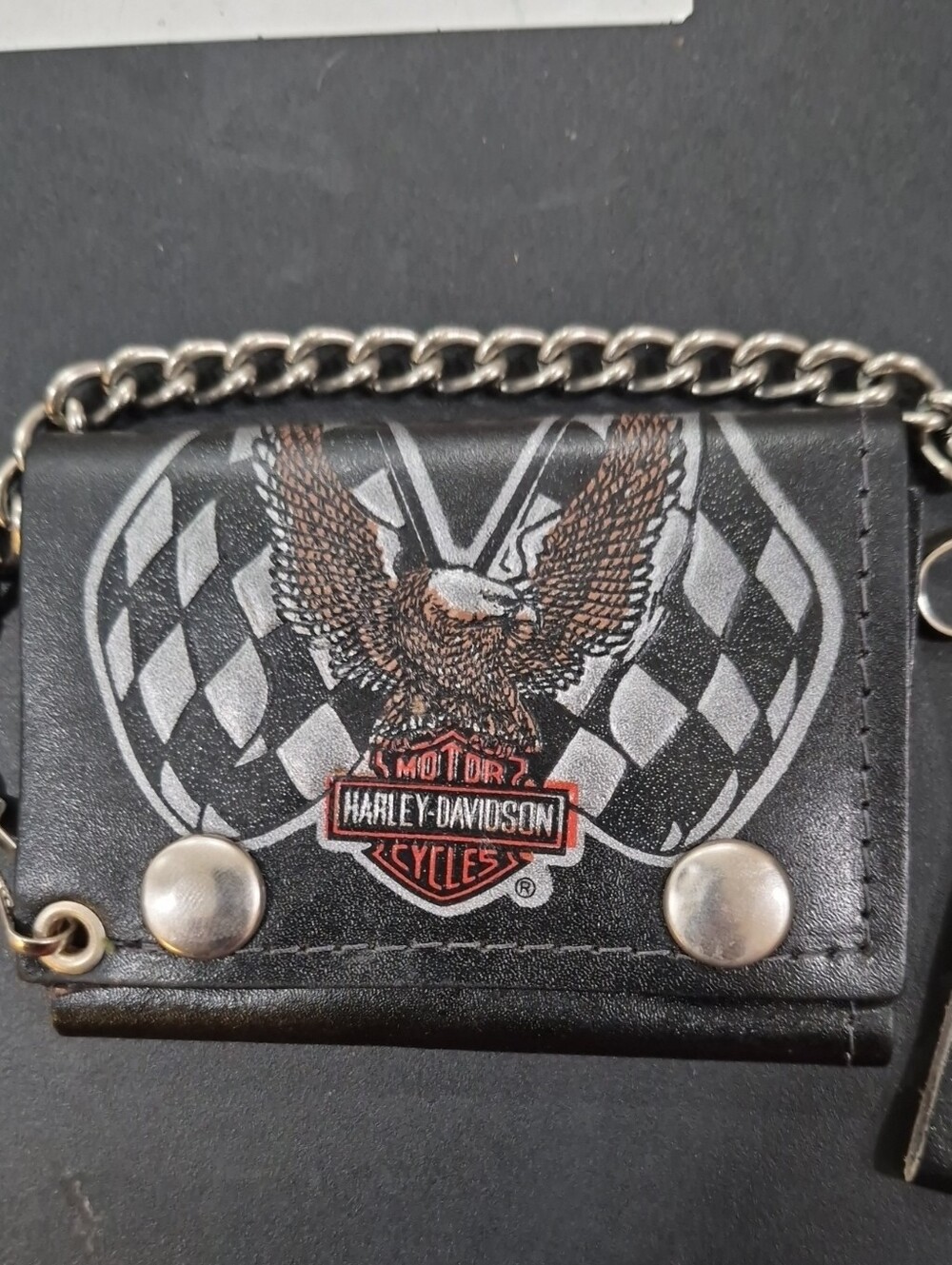 Vintage Harley-Davidson Black Leather Wallet with Eagle Crest